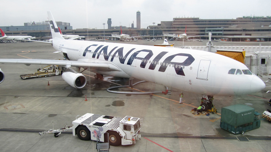 写真・搭乗したフィンランド航空旅客機・成田空港