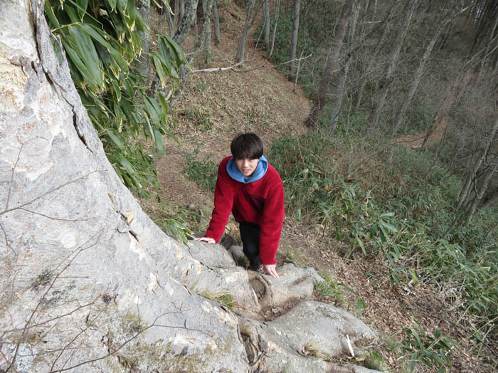 photo：木の根を登って山頂へ：葛山