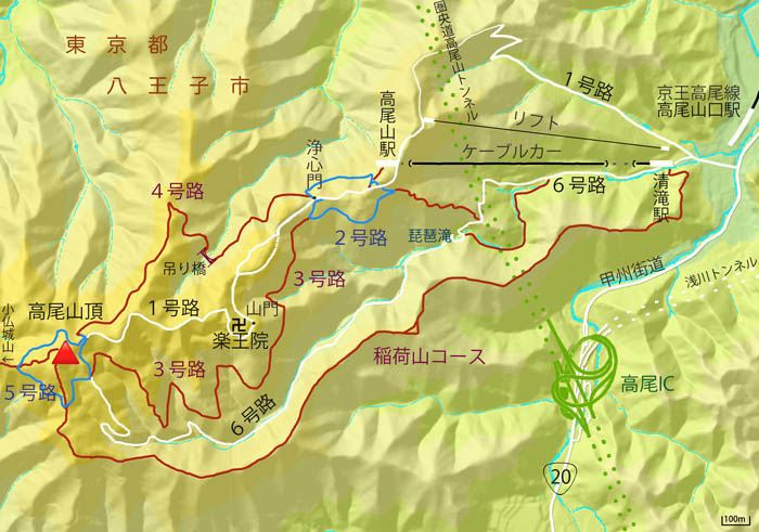 map：高尾山登山道