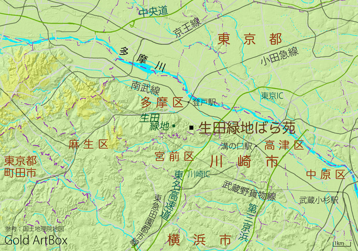 地図：生田緑地ばら苑