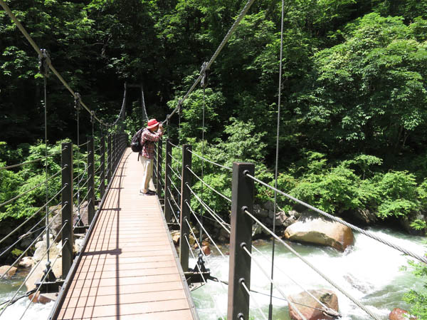 photo：吊り橋から滝を撮る：妙高苗名滝