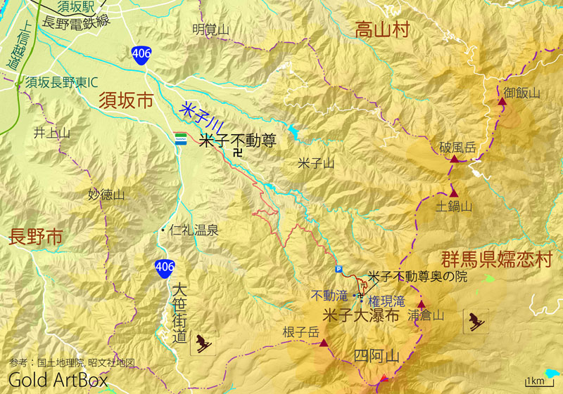 地図：米子瀑布