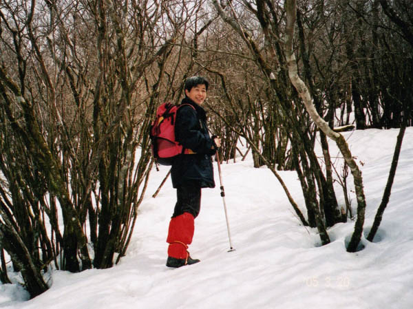 photo：春の雪を踏んで登る：越前岳