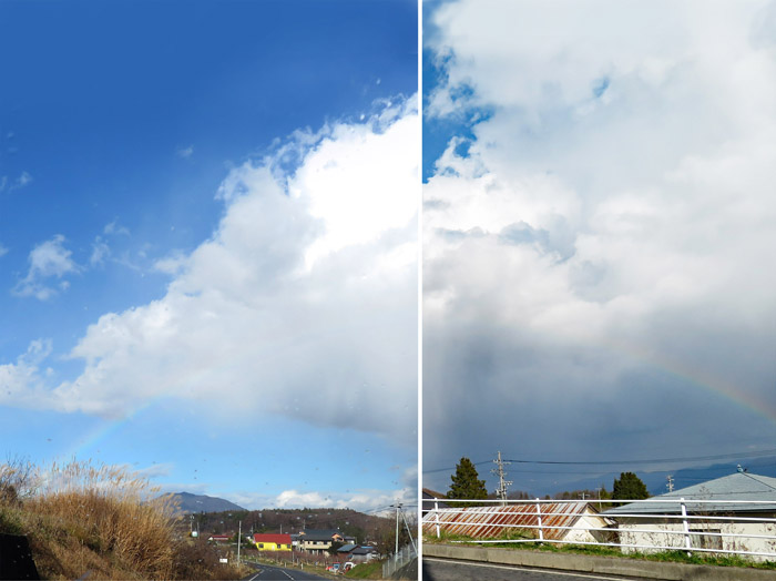 photo：雨雲の移動と共に虹が：髻山泥の木古墳