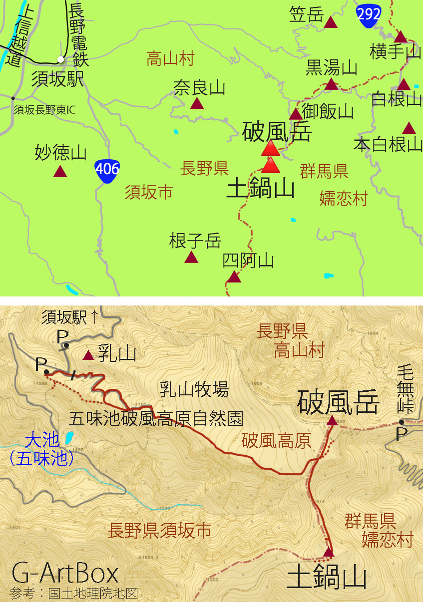 Map 破風岳・土鍋山