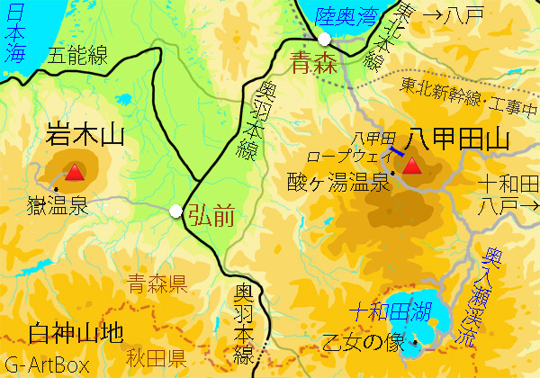 地図：青森の山