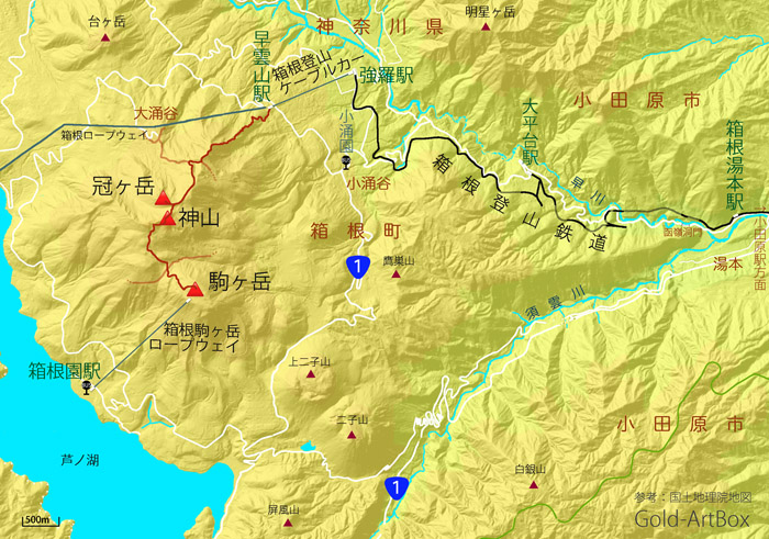 地図：箱根駒ヶ岳