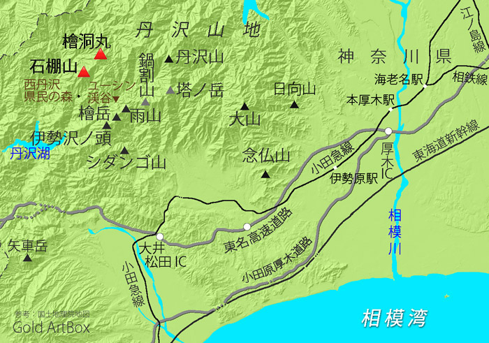 地図：丹沢の山々
