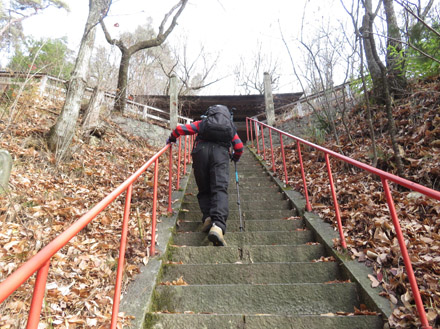 photo　往生寺の石段を登る