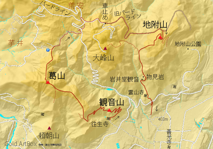 map観音山 葛山 地附山