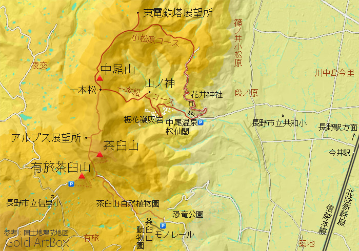 map 茶臼山・中尾山