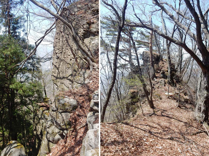 photo 垂直の岩が聳え立つ・奇妙山登山道