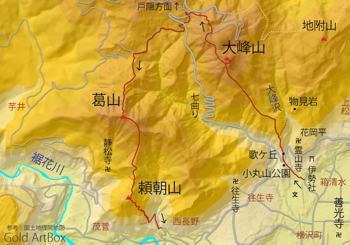 map・大峰山、葛山、頼朝山