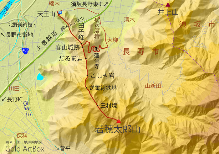 map：若穂太郎山