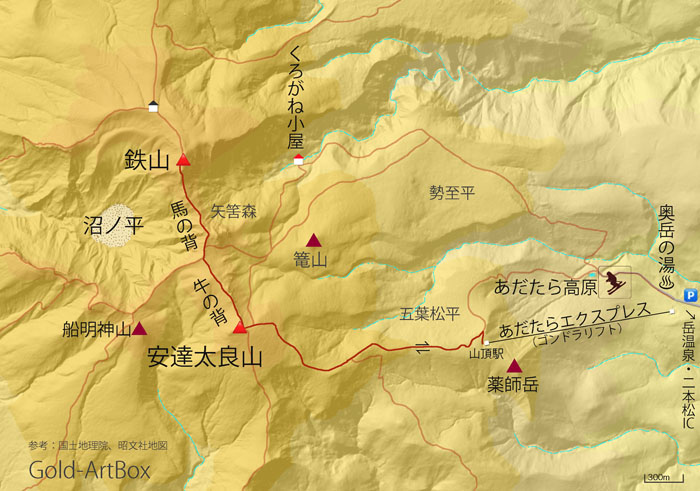 map：安達太良山