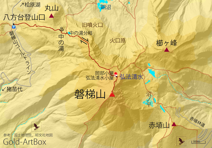 地図：磐梯山