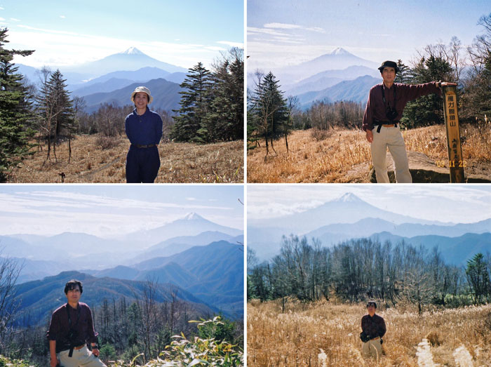 photo：４枚の富士山をバックに記念撮影写真・雁ヶ腹摺山