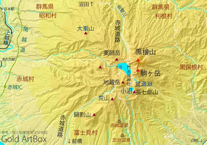 地図：赤城山
