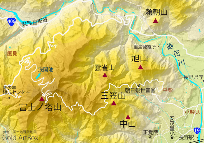 地図　三笠山
