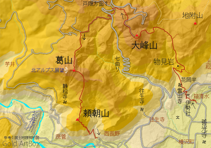 map 大峰山,葛山,頼朝山