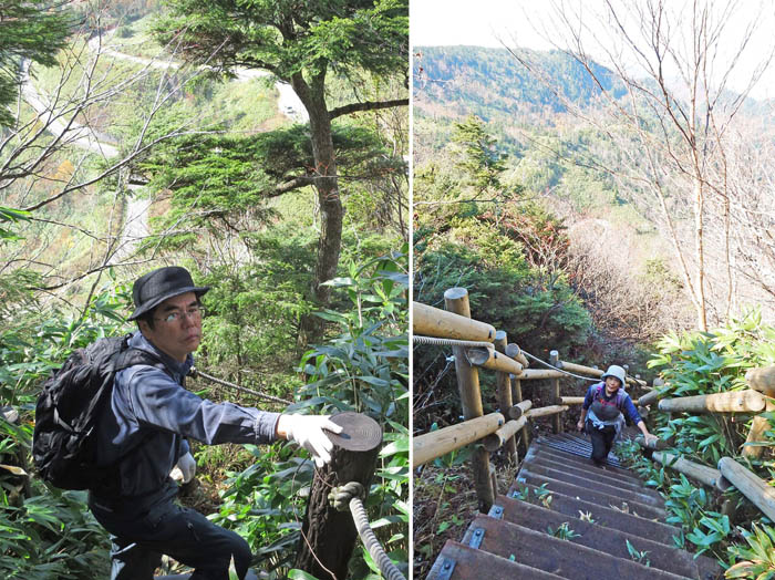 下に登ってきた道が見える